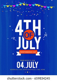 4th Of July Party Celebration Invitation Flyer,Poster Or Banner Template Design Background.