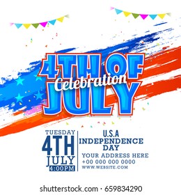 4th Of July Party Celebration Invitation Flyer,Poster Or Banner Template Design Background.