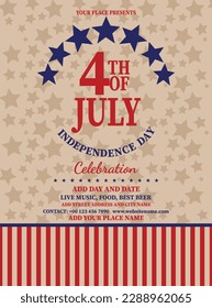 4th of July party flyer poster social media post design