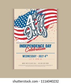 4th July Party Poster Design Template A4 Size