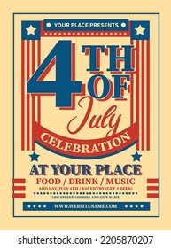 4th Of July Party Poster Flyer Or Social Media Post Template Design