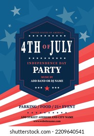 4th Of July Party Poster Flyer Social Media Post Template Design