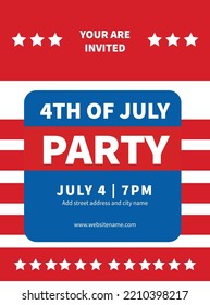 4th Of July Party Poster Flyer Or Social Media Post Template Design