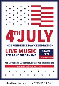 4th July party poster flyer social media post design