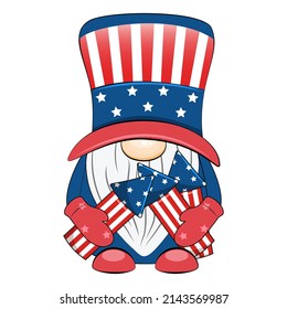 4. Juli Patriotisches amerikanisches Gnome. Vektorgrafik.