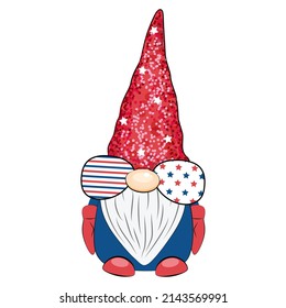 4. Juli Patriotisches amerikanisches Gnome. Vektorgrafik.