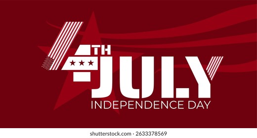 4th of July patriotic banner – red background vector illustration