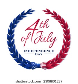 4Th of July patriotic Floral badge vector illustration