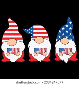 4Th of july patriotic gnomes funny t-shirt design