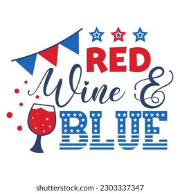 4th of July Patriotic lettering for greeting card design, romantic illustration. Festive decoration. Vector illustration