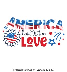 4th of July Patriotic lettering for greeting card design, romantic illustration. Festive decoration. Vector illustration