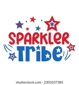 4th of July Patriotic lettering for greeting card design, romantic illustration. Festive decoration. Vector illustration