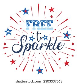 4th of July Patriotic lettering for greeting card design, romantic illustration. Festive decoration. Vector illustration