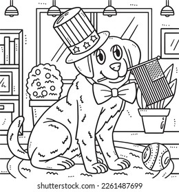 4th Of July Patriotic Puppy Coloring Page for Kids