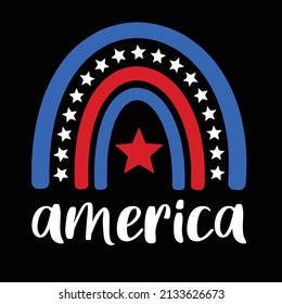 4th Of July Patriotic Rainbow Independence Day Vector Illustrator 