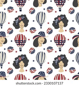 4th of july patriotic seamless pattern. Independence day vector illustration.