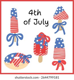 4th of July Patriotic Sweets Clipart Set | Red White Blue Treats with Bows