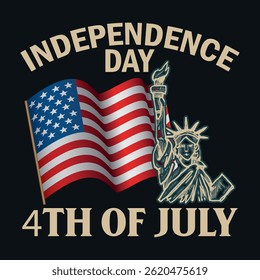 4th of July Patriotic T Shirt Design for American Freedom.