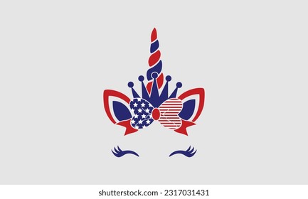 4Th Of July Patriotic Unicorn American svg Vector and Clip Art svg