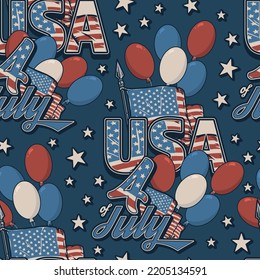 4th July pattern seamless colorful vintage for banner inviting to celebration of USA Independence Day in colors flag vector illustration svg