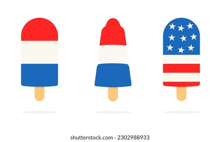 4th of july popsicle icon set. Clipart image isolated on white background