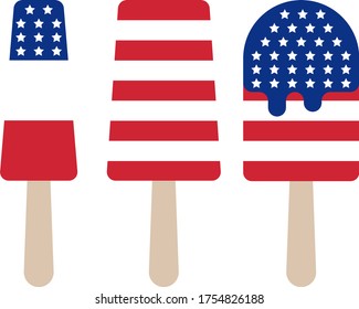 4th Of July Popsicle, Independence Day, American Flag, Patriotic Ice Cream