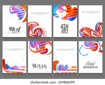 4th Of July Poster Or Banner Background Set.