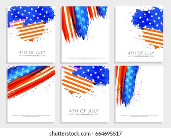 4th Of July Poster Or Banner Background Set.