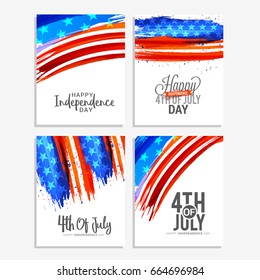 4th Of July Poster Or Banner Background Set.