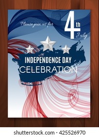 4th July Poster, Banner or Flyer design. Vector invitation template for Independence Day celebration.