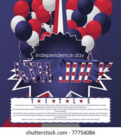 4th of July poster card. Vector Illustration