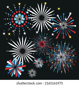 4th of july poster carnival firework national day flat vector illustration