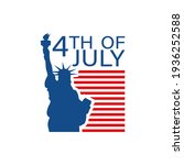 4th of July, poster with The Statue of Liberty. USA independence day, vector illustration in flat style