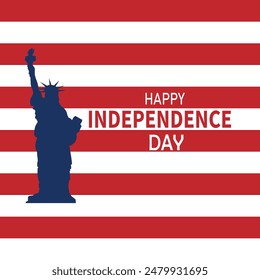 4th of July, poster with The Statue of Liberty and American. USA independence day. EPS vector illustration editable file.