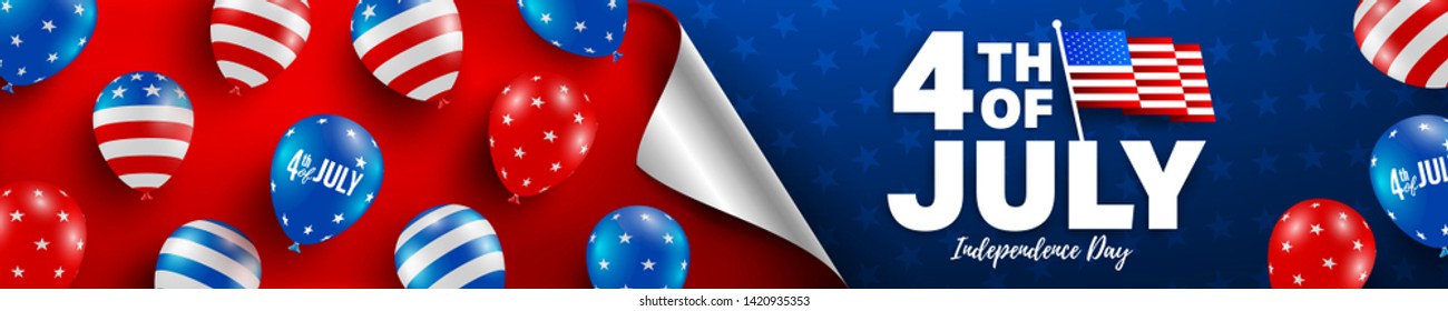 4th of July poster template.USA independence day celebration with American balloons flag.USA 4th of July promotion advertising banner template for Brochures,Poster or Banner.Vector illustration EPS10