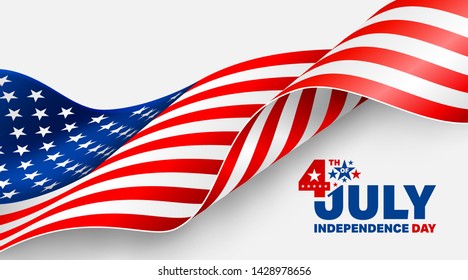 4th of July poster template.USA independence day celebration with American flag.USA 4th of July promotion advertising banner template for Brochures,Poster or Banner.Vector illustration EPS 10