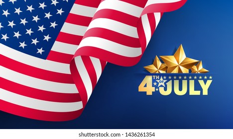 4th of July poster template.USA independence day celebration with American flag.USA 4th of July promotion advertising banner template for Brochures,Poster or Banner.Vector illustration EPS 10