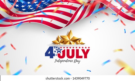 4th of July poster template.USA independence day celebration with American flag.USA 4th of July promotion advertising banner template for Brochures,Poster or Banner.Vector illustration EPS 10