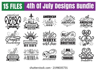 4 de julio Citas svg Bundle. Citas sobre el 4 de julio, 4 de julio archivos de corte Conjunto de 15 archivos de svg eps para cortar máquinas Cameo Cricut, 4 de julio Cotes