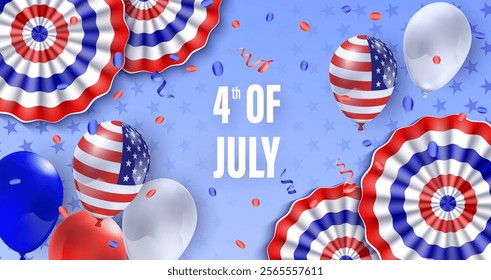 4th of july realistic background composition