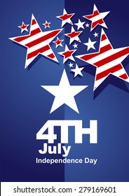 4th July red white stars blue background