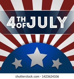 4th of July with red and white stripes, and white stars. United State Independence day. Ready to use in flyers, posters, social media and decorations.