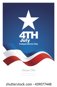 4th July ribbon blue background vector