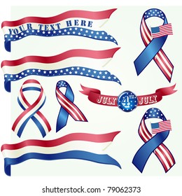 4th of July Ribbon set. Vector