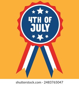 4th of july ribbon with white stars, red, white and blue stripes