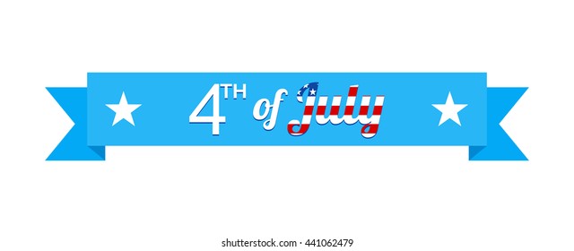 4th of July ribbon.Independence Day vector illustration.  Web banner