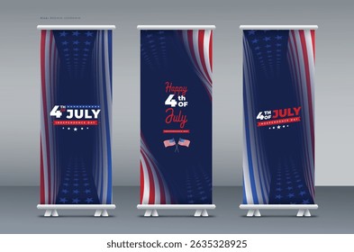 4th of July roll up banner | United States Independence Day roll up banner | Fourth of July pull up banner, or x banner print template