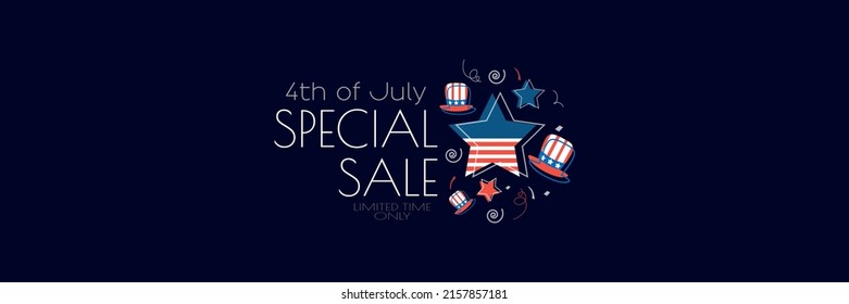 4th Of July Sale banner. Modern minimal design for Sales. Flat vector illustration.	