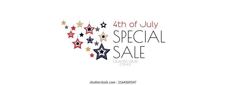 4th Of July Sale banner. Modern minimal design for Sales. Flat vector illustration.