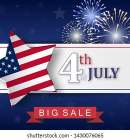 4th Of July Sale Banner. Vector Illustration